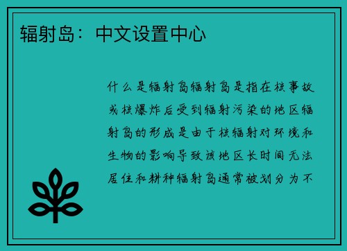 辐射岛：中文设置中心
